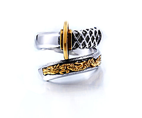 Samurai Sword Gold Dragon Ring