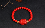 Tibetan Buddha Beaded Bracelet - Red Cinnabar