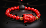 Tibetan Buddha Beaded Bracelet - Red Cinnabar