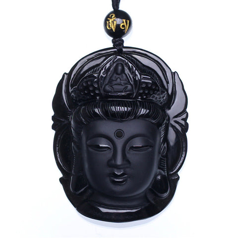 Goddess Of Mercy Buddha Head Pendant Necklace